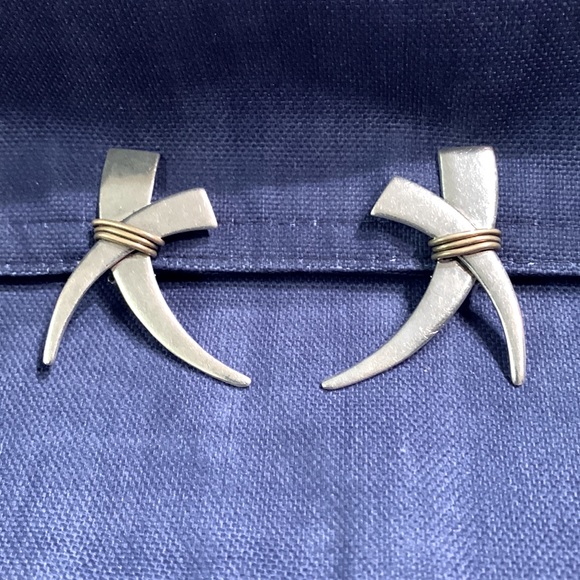 Sterling and Brass Clip Earrings! - Picture 1 of 2